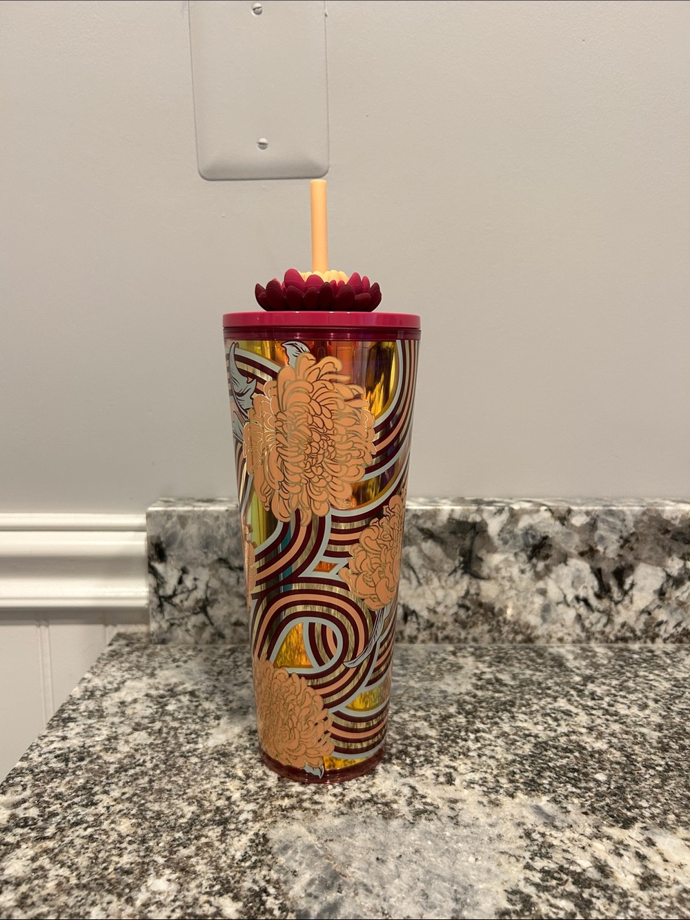 Starbucks Floral Iridescent Tumbler - Pink, Gold & Orange